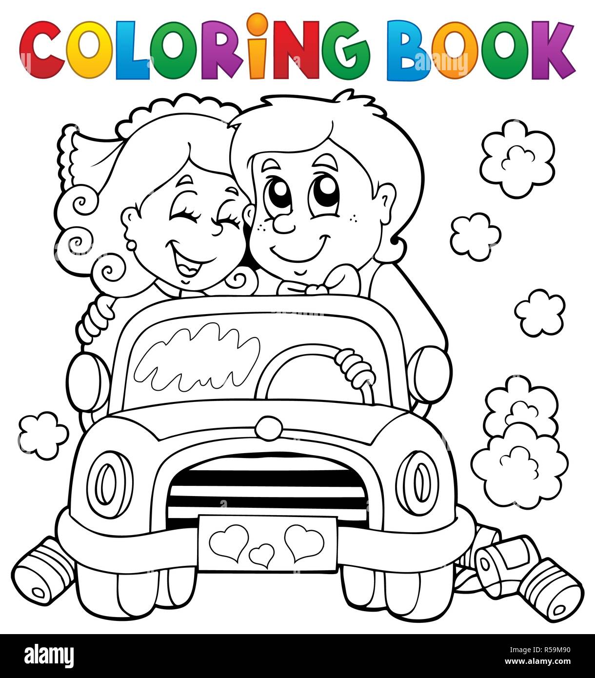 Malbuch Hochzeit Auto Stockfotografie - Alamy