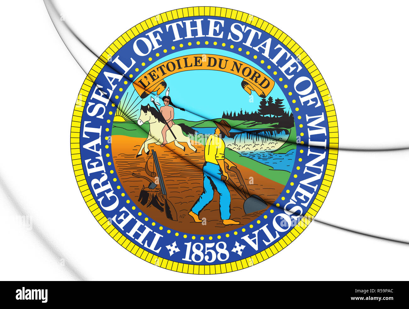 3D-Zustand Dichtung von Minnesota State, USA. 3D-Darstellung. Stockfoto