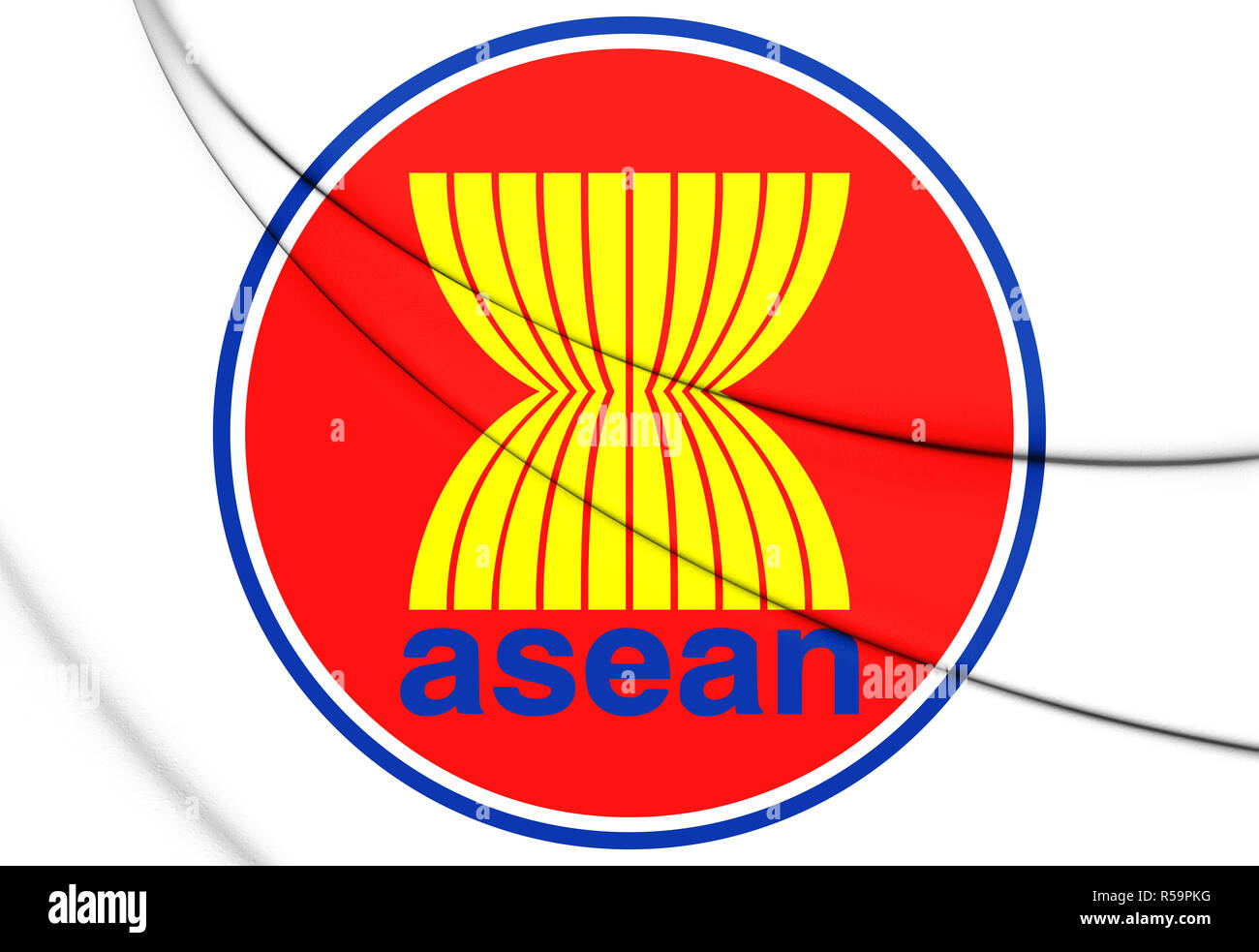 3D-Emblem der ASEAN. 3D-Darstellung. Stockfoto