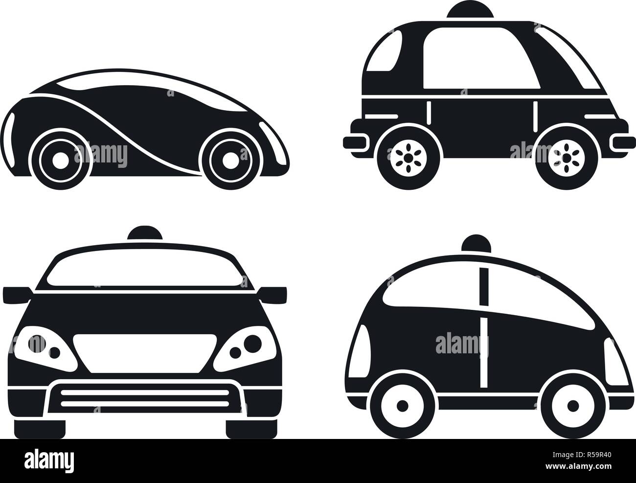 Fahrerlose auto Symbol gesetzt. Einfache fahrerlose Auto Vector Icons für Web Design auf weißem Hintergrund Stock Vektor