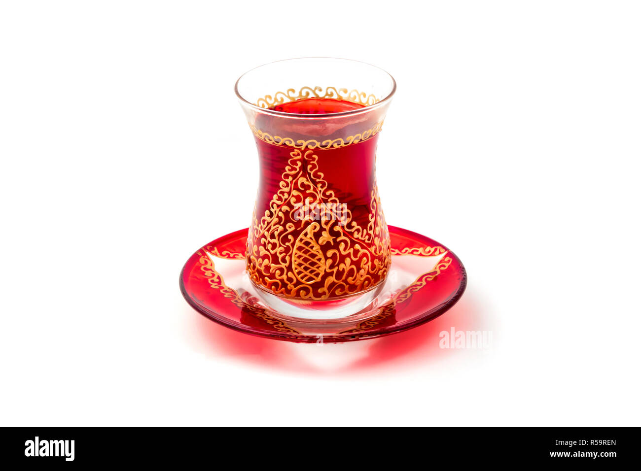 Tee in den aserbaidschanischen Traditionelle armudu Glas Stockfoto