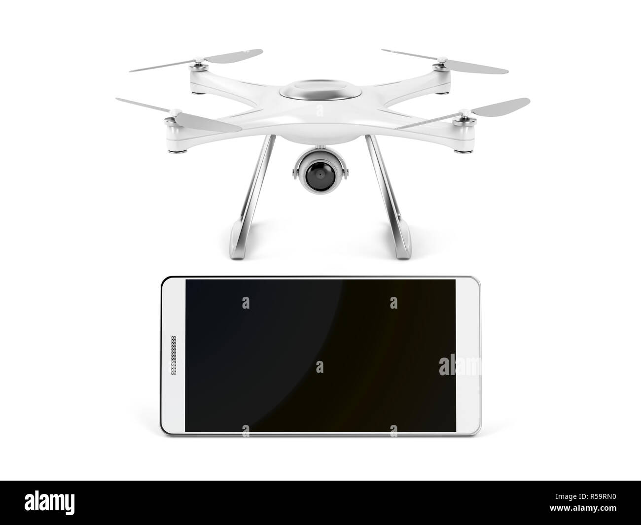 Smartphone und Drone Stockfoto