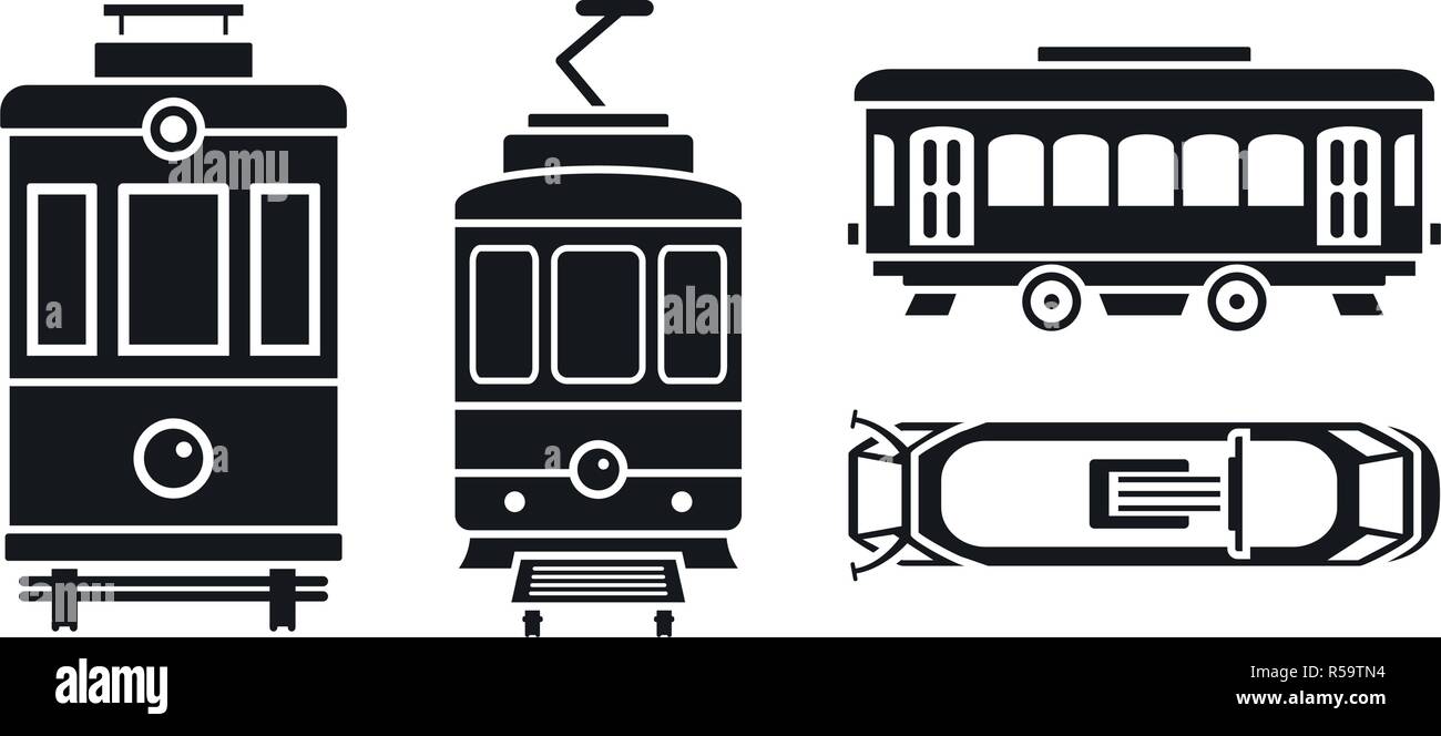 Tram Car Icon Set. Einfache Tram Car Vector Icons für Web Design auf weißem Hintergrund Stock Vektor