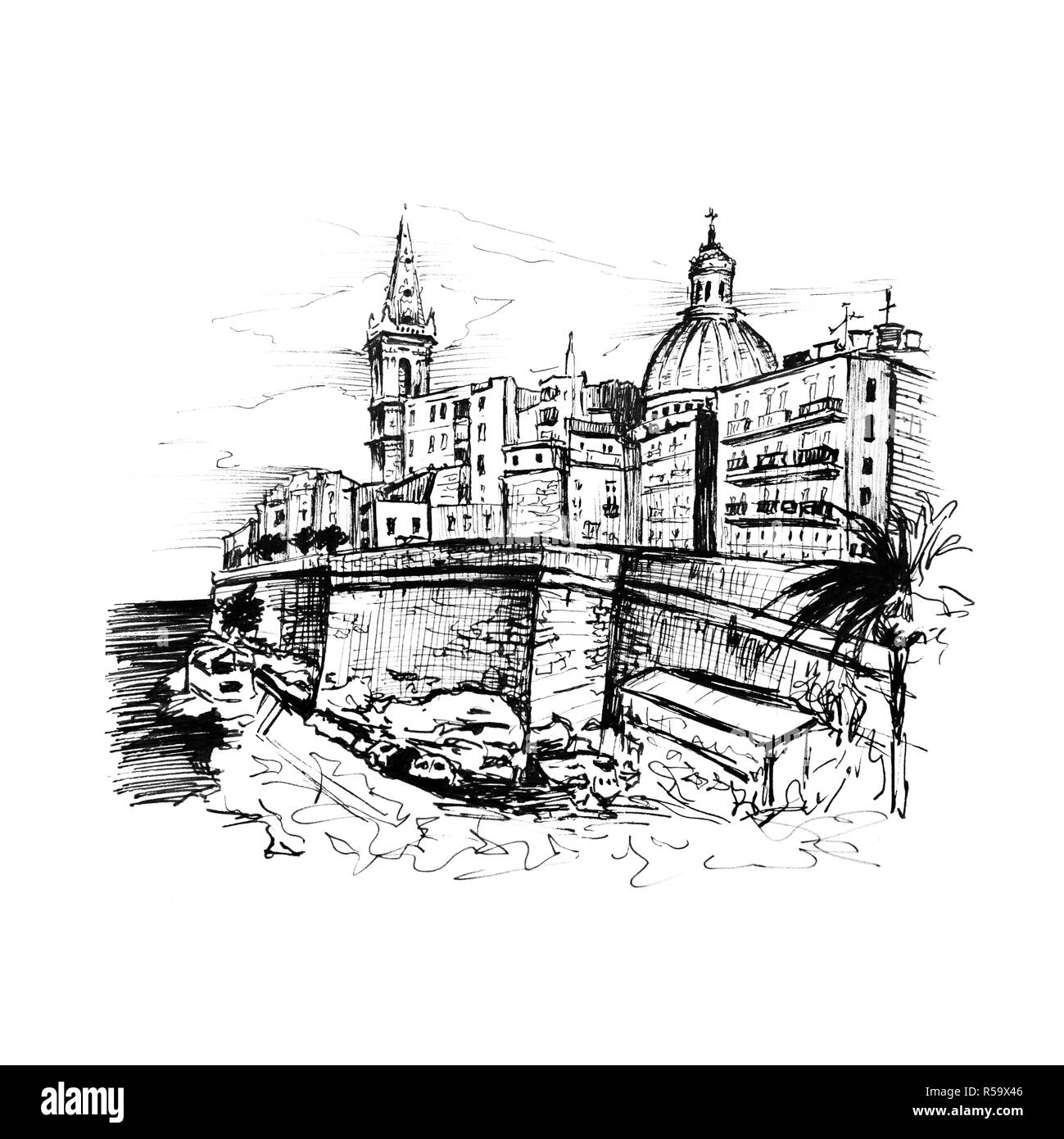 Damm von Valletta, Malta Stockfoto