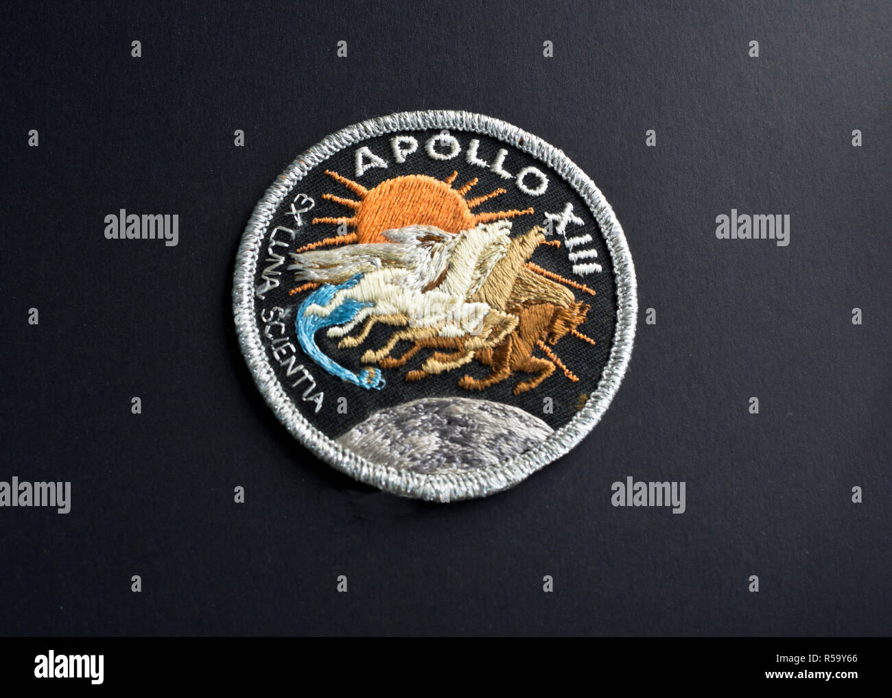 Mission Patch von der Apollo 13 NASA Space flight. Mission Abzeichen für Apollo XIII Raumfahrt. Stockfoto