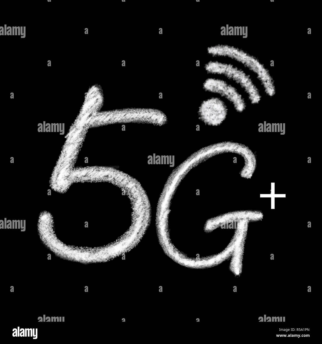 5G-plus Signal Kommunikation Symbol mit schönen Hintergrund ...