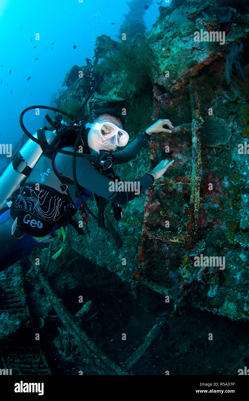 Female scuba diving -Fotos und -Bildmaterial in hoher Auflösung – Alamy