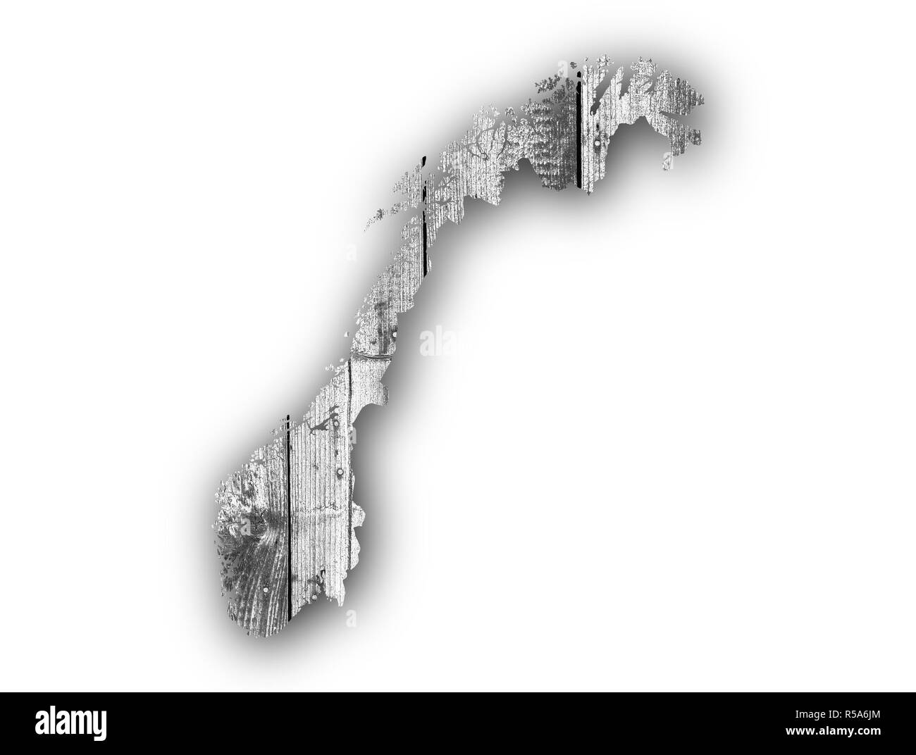 Karte von Norwegen auf Holz Stockfoto