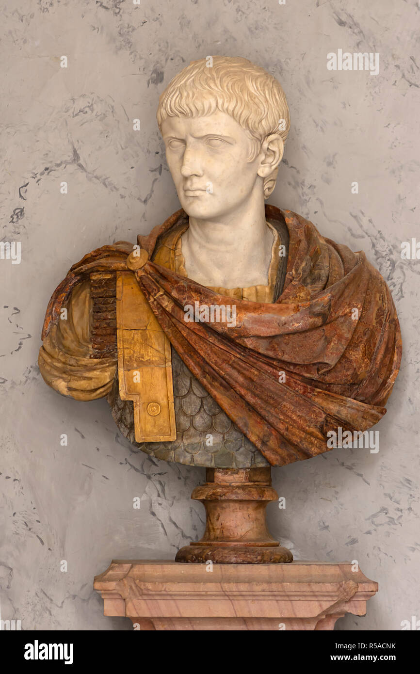 Römische Büste, Archäologisches Museum, Straßburg, Elsass, Frankreich Stockfoto
