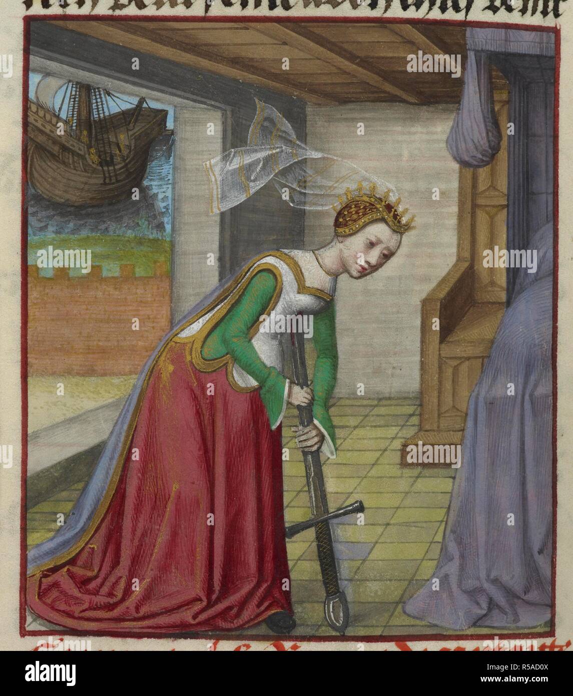 Detail Einer Miniatur Von Dido Fallen Auf Ihr Schwert Und Selbstmord Zu Begehen Nachdem Aeneas Verrat