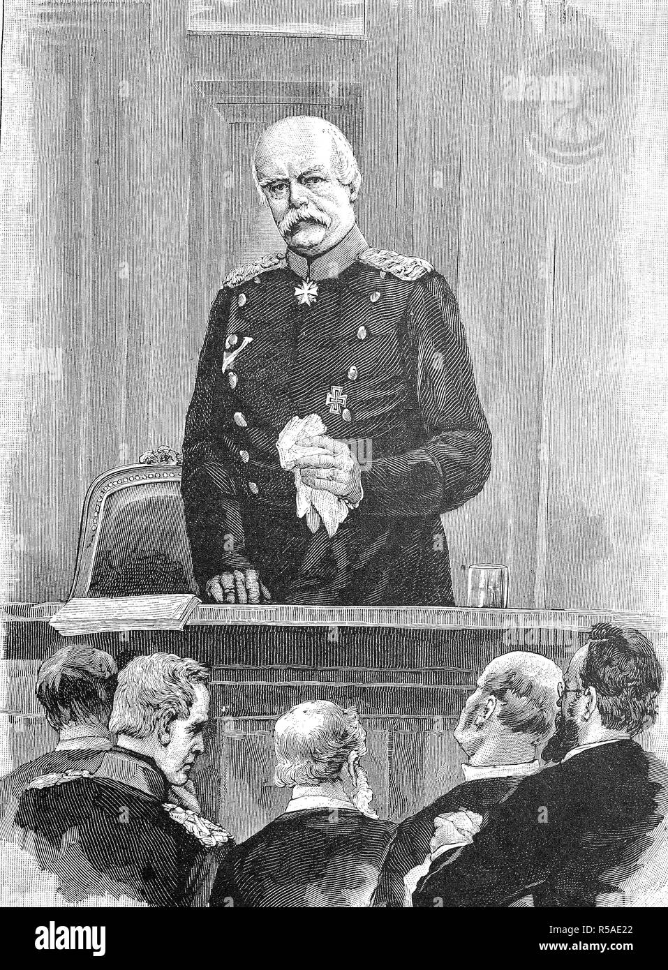 Otto Eduard Leopold von Bismarck-Schoenhausen, April 1, 1815, 30. Juli 1898, war ein deutscher Politiker und Staatsmann, angekündigt Stockfoto