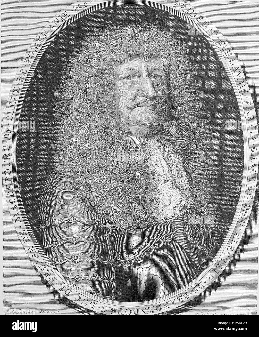 Porträt von Friedrich Wilhelm von Brandenburg der Große Kurfürst im Kabelbaum und Flügel, Februar 1620, April 1688 Stockfoto