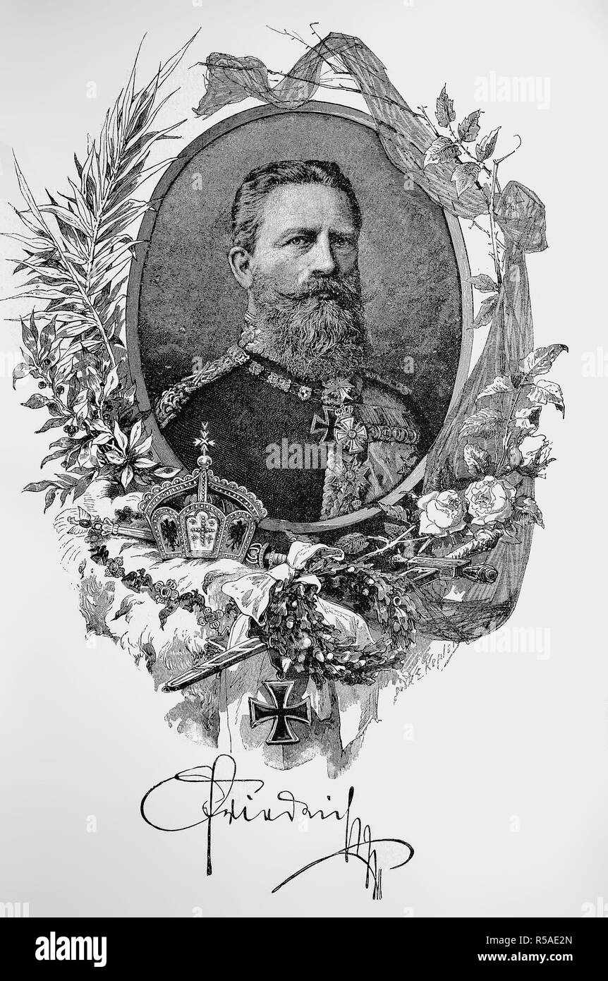 Porträt von Friedrich III., 18. Oktober 1831, vom 15. Juni 1888, Deutscher Kaiser und König von Preußen für 99 Tage im Jahr 1888 Stockfoto