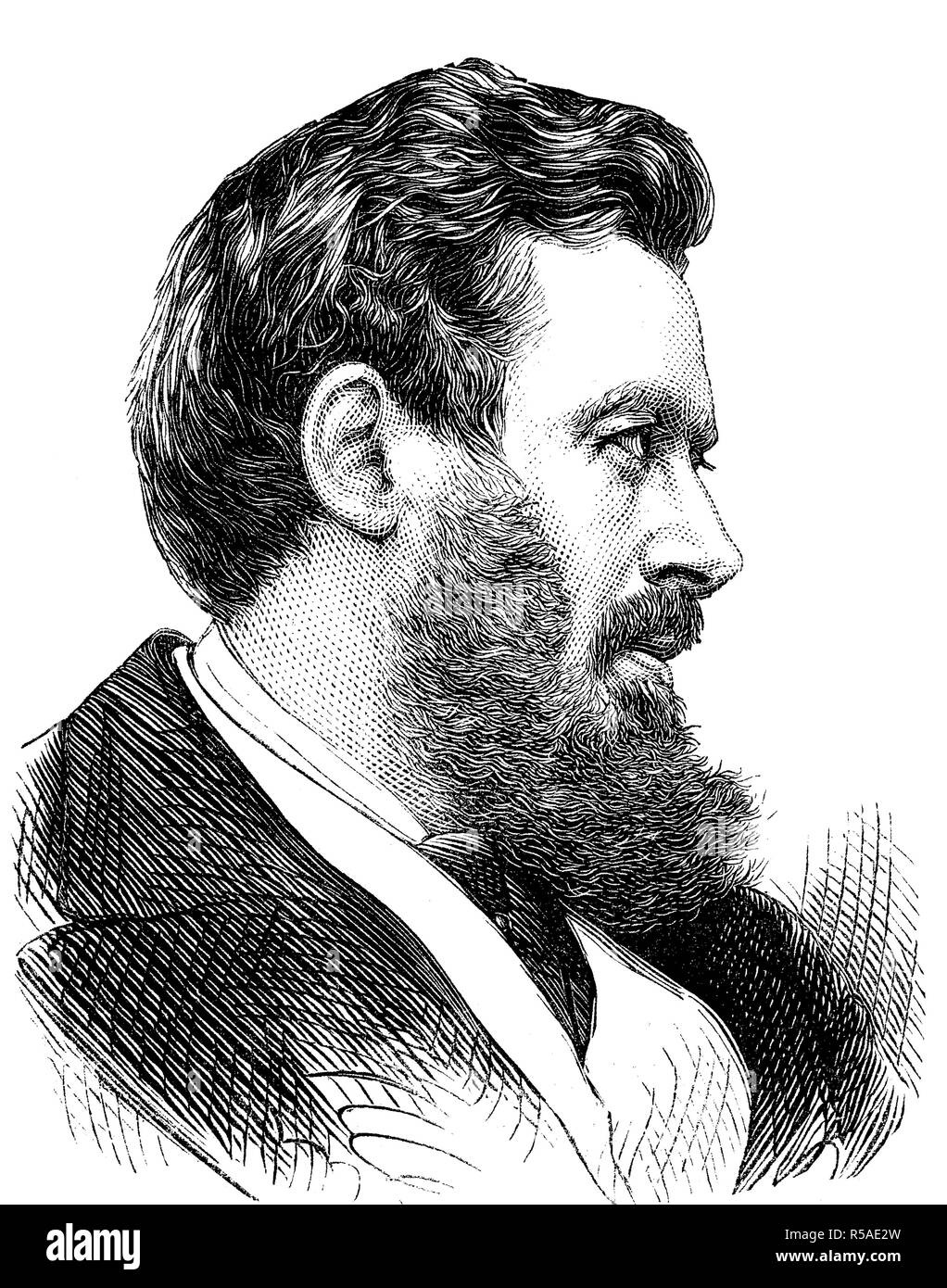 Walter Bagehot, 1826-1877, ein britischer Journalist, Unternehmer und Essayist, Porträt, Holzschnitt, 1888, Großbritannien Stockfoto