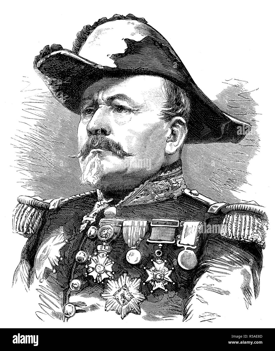 Jean-Jacques-Alexis uhrich, 15. Februar 1802, 9. Oktober 1886, französischer Offizier und General und Gouverneur von Straßburg, Holzschnitt Stockfoto