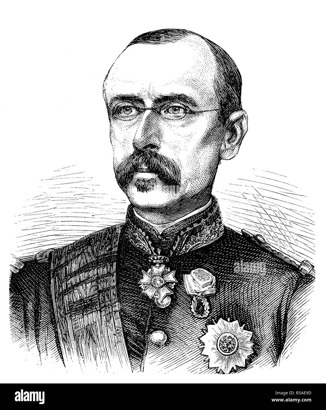Louis Leon Cesar Faidherbe, 3. Juni 1818, vom 29. September 1889, französischer General und kolonialen Administrator, Holzschnitt 1880, Frankreich Stockfoto