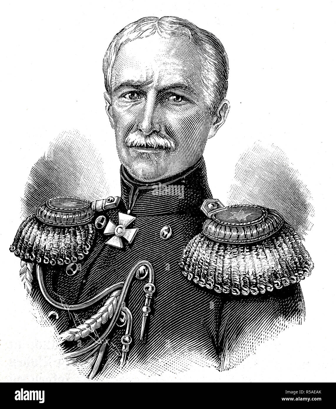 Prinz Menzikof oder Menshikov, der Kommandant der Russischen Armee von der Krim, Holzschnitt, Russland Stockfoto