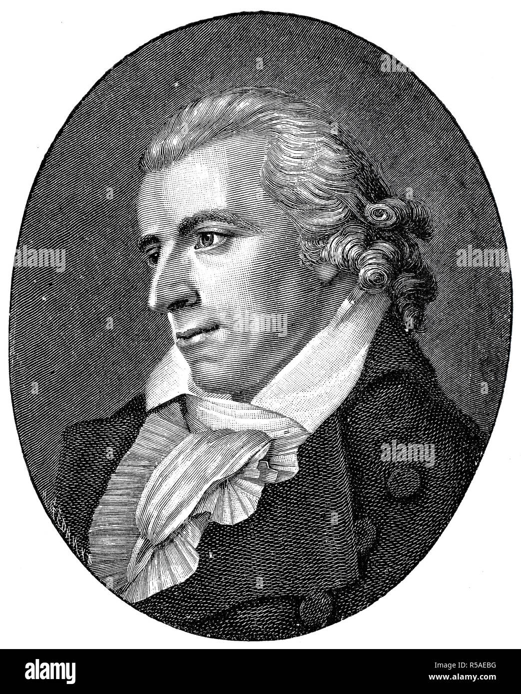 Johann Christoph Friedrich von Schiller, November 10, 1759, 9. Mai 1805, war ein Arzt, Dichter, Philosoph und Historiker, Stockfoto
