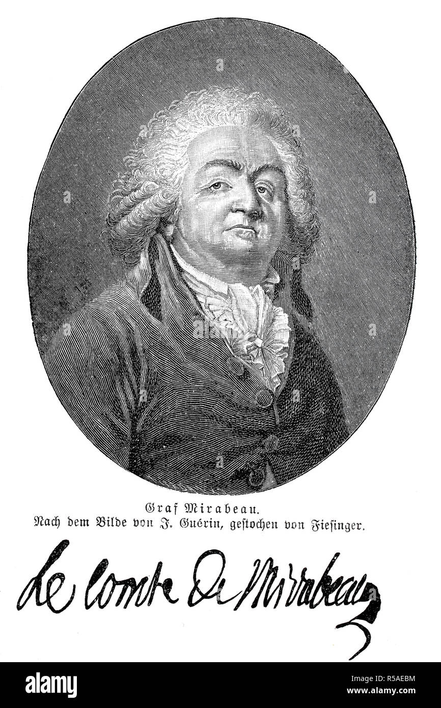 Victor Gabriel de Riqueti, Marquis de Mirabeau, 9. März 1749, den 2. April 1791, französischer Politiker, physiocrat, Schriftsteller und Publizist Stockfoto