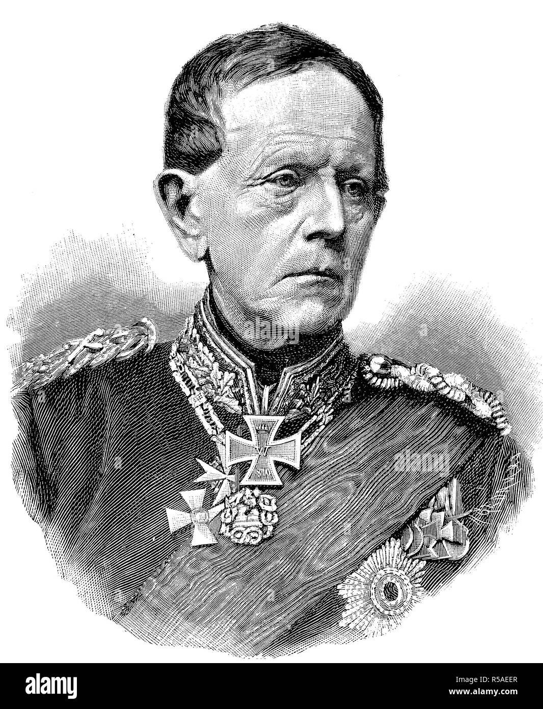 Helmuth Karl Bernhard von Moltke, 26 Oktober 1800, 24. April 1891, preußischer Feldmarschall, Holzschnitt, Deutschland Stockfoto