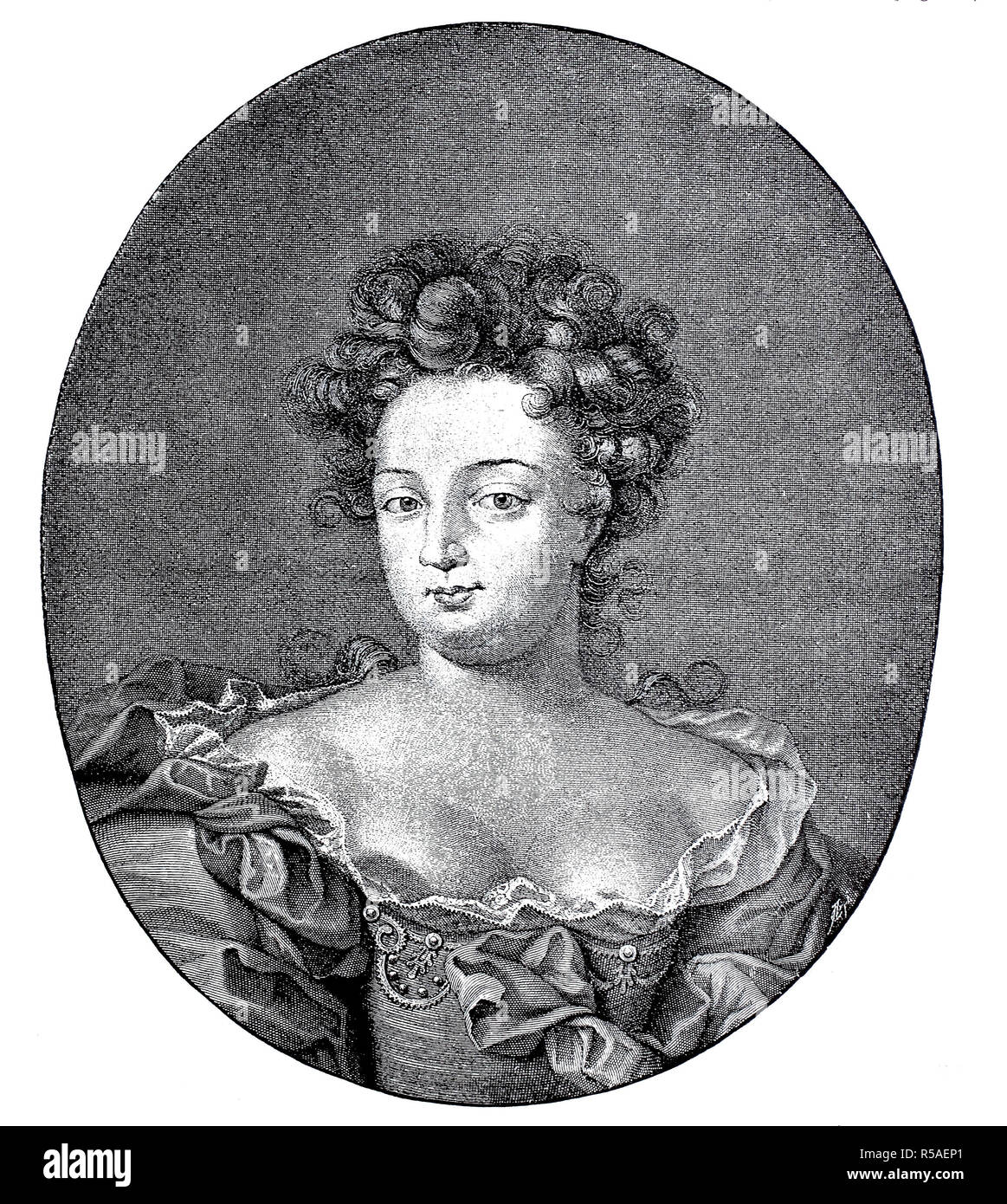 Sophie Charlotte Herzogin von Braunschweig und Lüneburg, 30. Oktober 1668, 1. Februar 1705, Holzschnitt, Deutschland Stockfoto