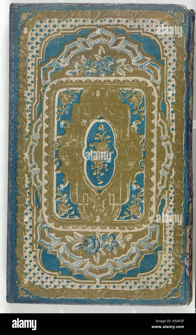 Blaue Abdeckung mit Gold. Floral. [Ferdinand. Die Geschichte des jungen Grafen aus Spanien.] Fernando. Histoire d'un Jeune in Spanish. ... Traduit par Louis Friedel. Huitieme edition. Touren, 1861. Geprägt; gedruckte/andere übertragen. Cartonnage, Verleger verbindlich, in der Regel blockiert Papier; Bildmaterial. Quelle: C109.e.4 hintere Abdeckung, untere verbindlich. Autor: Schmid, Johann Christoph von. Mame von Touren (Bindemittel). Stockfoto