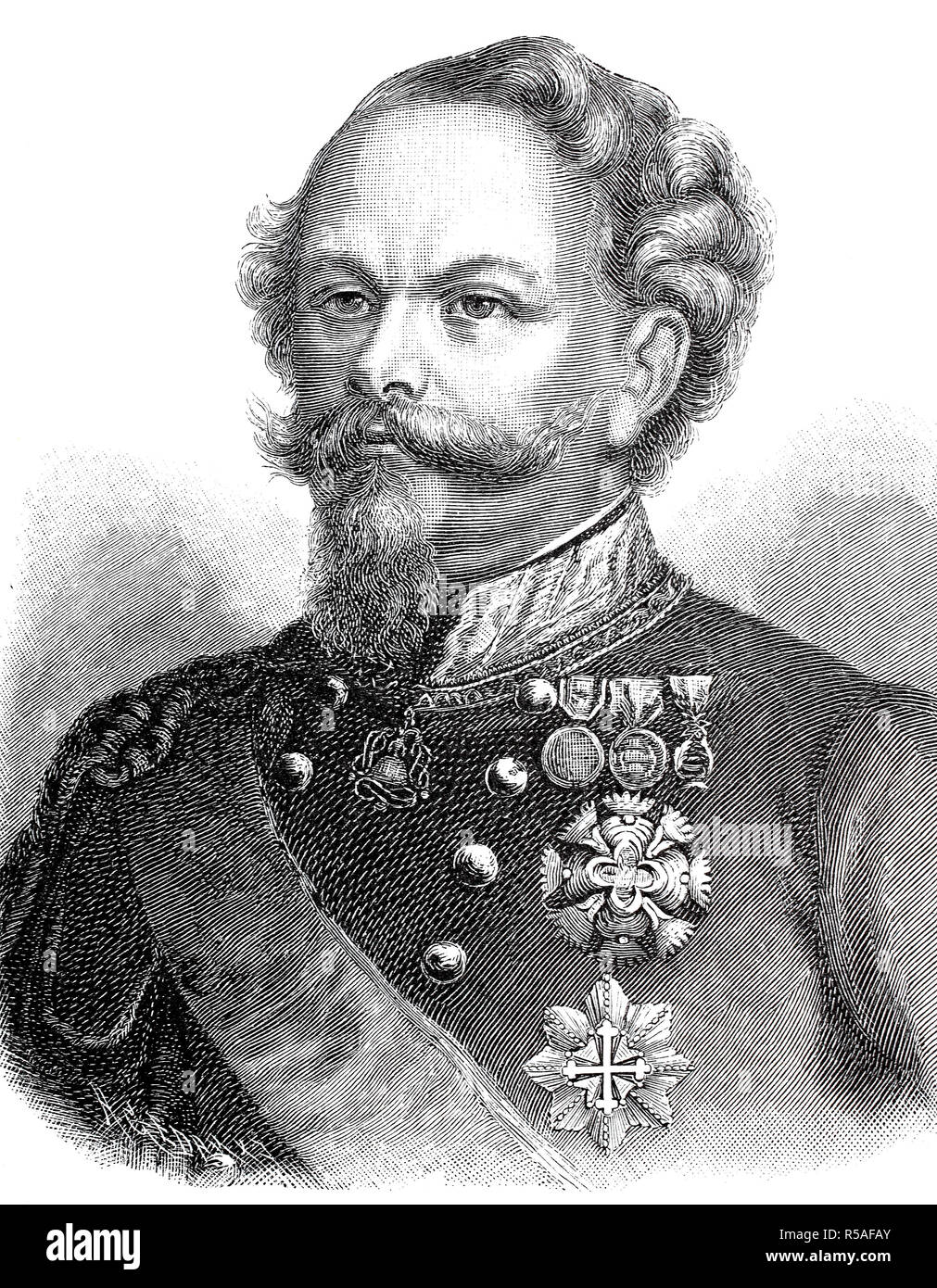 Viktor Emanuel II., in dem der volle Name Vittorio Emanuele Maria Alberto Eugenio Ferdinando Tommaso di Savoia, März 14, 1820, 9. Januar Stockfoto
