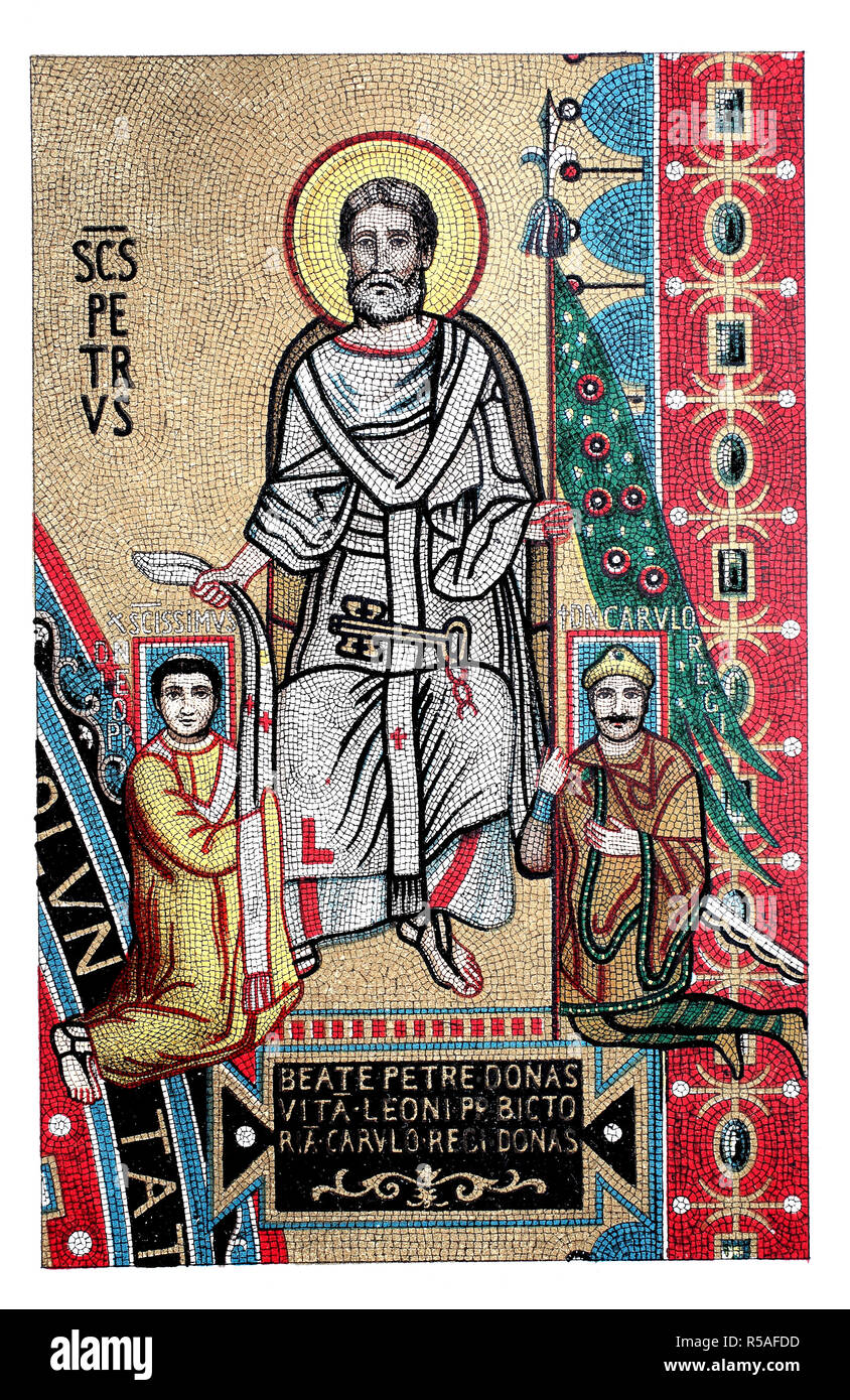 Mosaik Bild, Denkmal der karolingischen Kunst und ältesten portrait Darstellung Karl der greats, IX. Jahrhundert in der Lateran-basilika zu Stockfoto