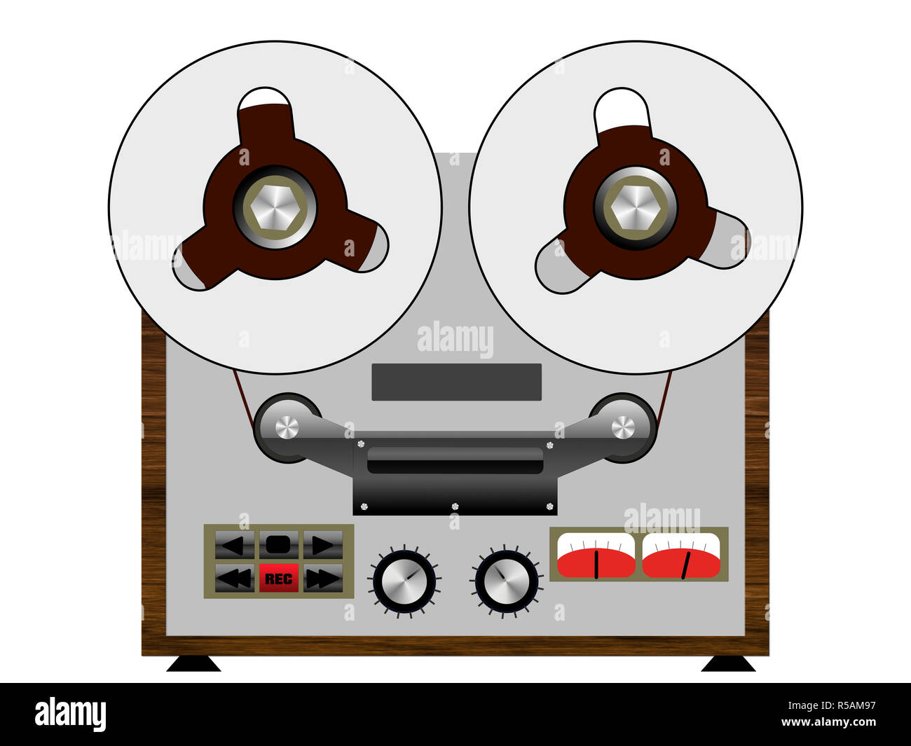 Vintage tape recorder auf weißem Hintergrund Stockfoto