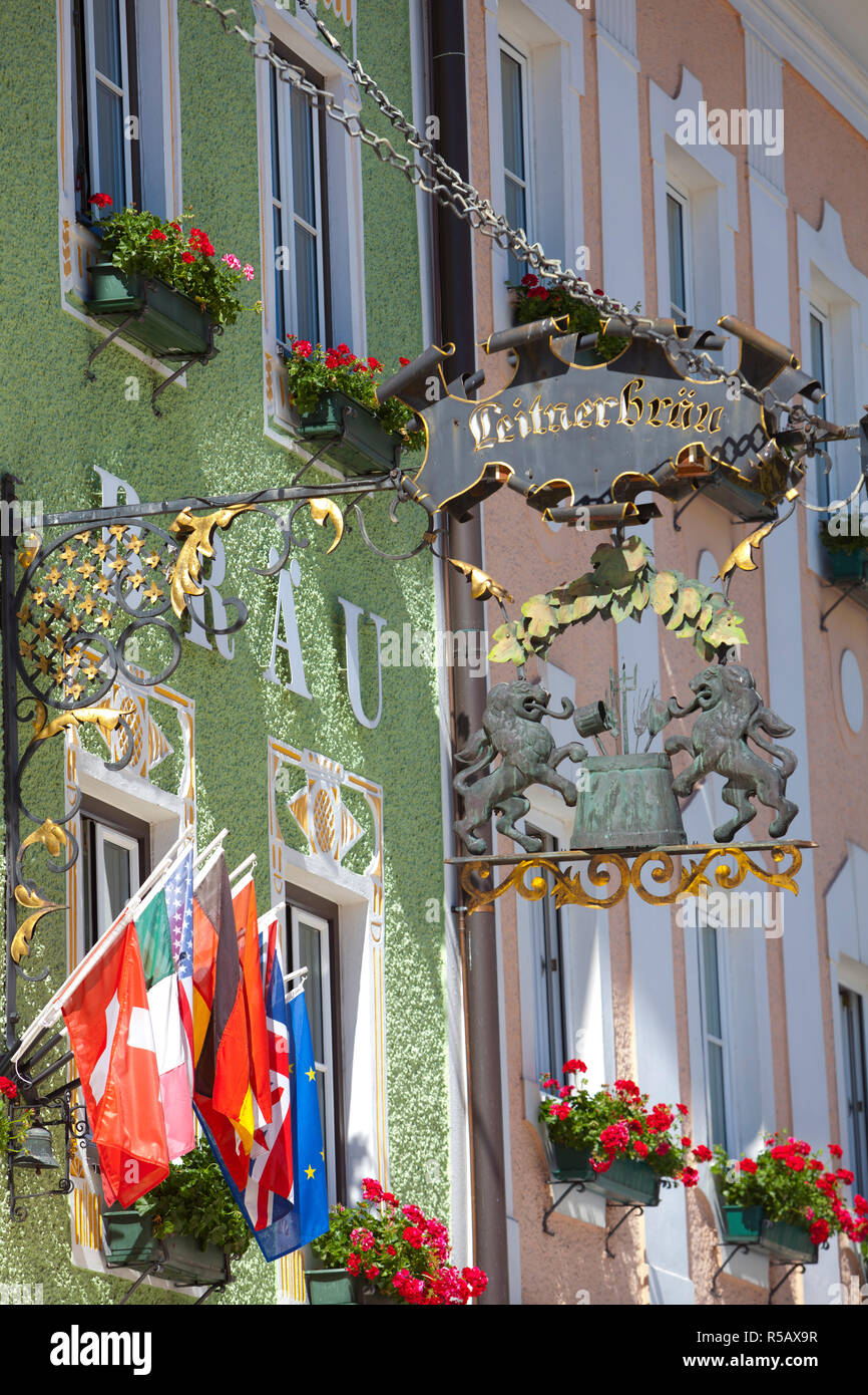 Traditionelle Architektur, Mondsee, Mondsee, Oberosterreich, Oberösterreich, Österreich Stockfoto