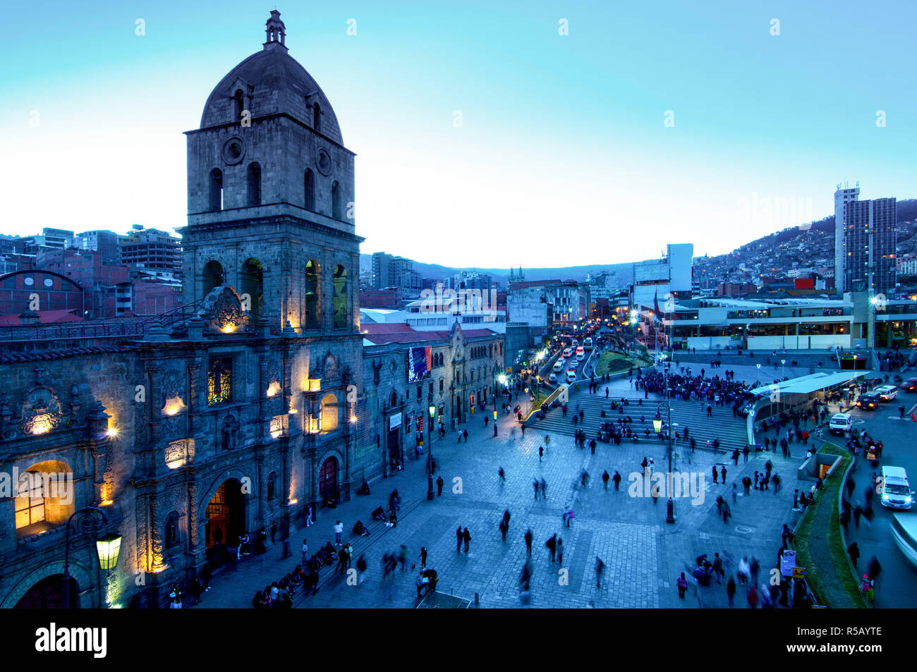 Iglesia San Francisco, die barocke Architektur, 18. Jahrhundert, die Plaza San Francisco, La Paz, Bolivien Stockfoto