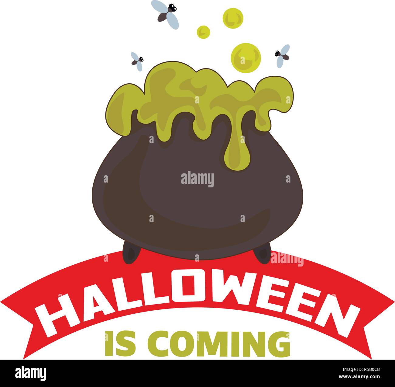 Halloween kommt Logo. Cartoon von Halloween kommt Vektor Logo für Web Design auf weißem Hintergrund Stock Vektor