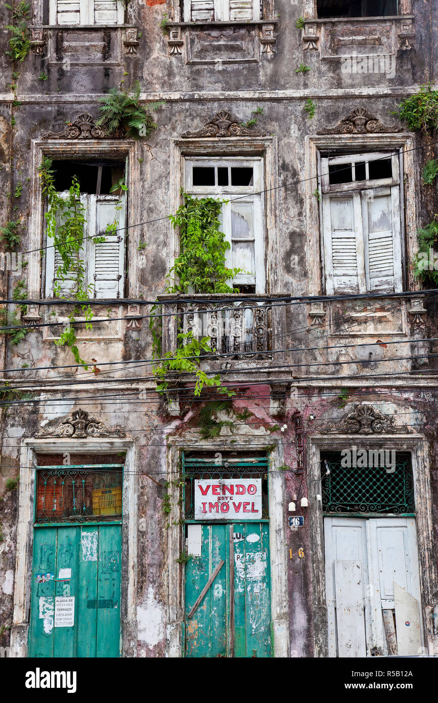 Verfallene Gebäude, Pelourinho, Salvador, Bahia, Brasilien Stockfoto