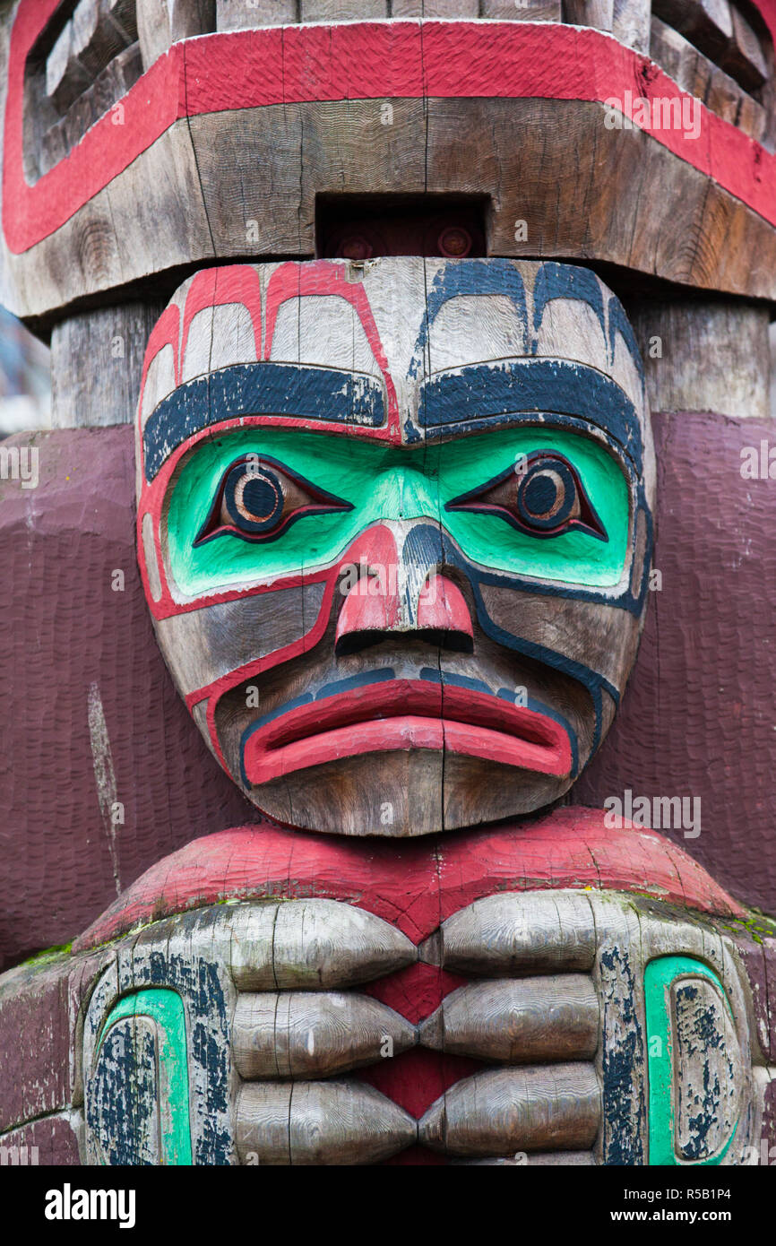 Kanada, British Columbia, Vancouver Island, Victoria, erste Nation Totempfahl, Thunderbird Park Stockfoto