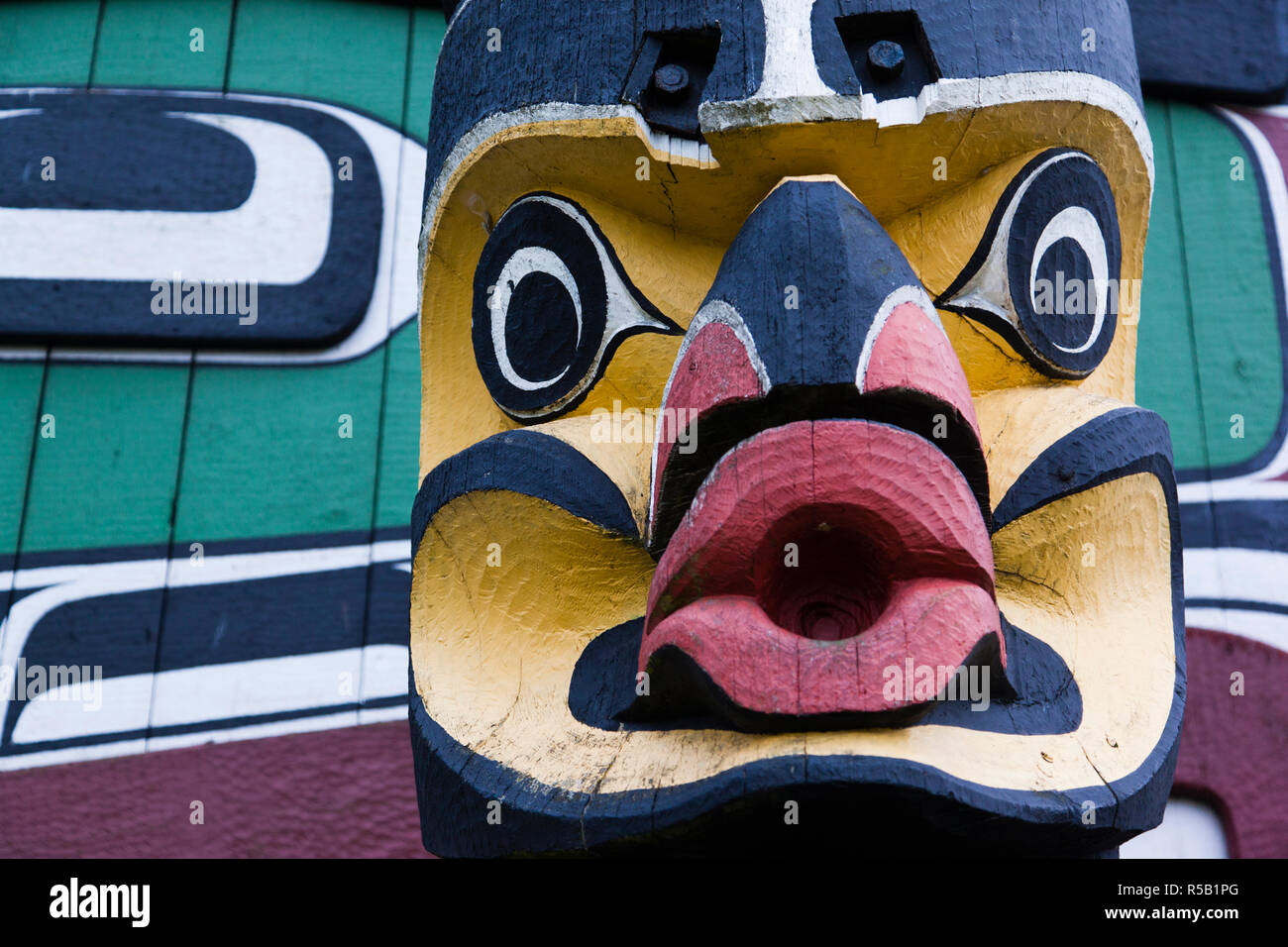 Kanada, British Columbia, Vancouver Island, Victoria, erste Nation Totempfahl, Thunderbird Park Stockfoto