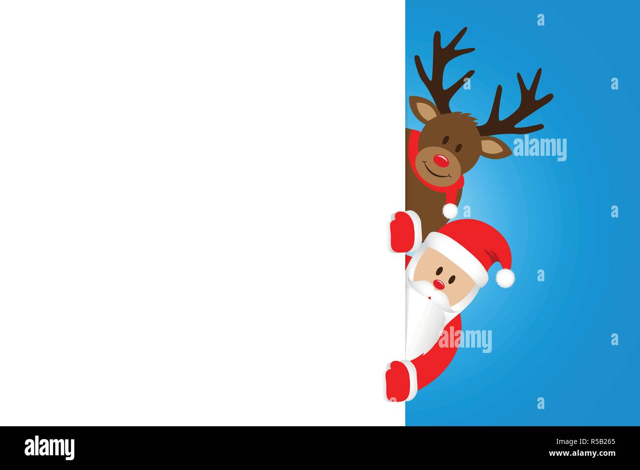 Weihnachtsmann und Rentier Weihnachten cartoon mit weißen Banner Vektor-illustration EPS 10. Stock Vektor