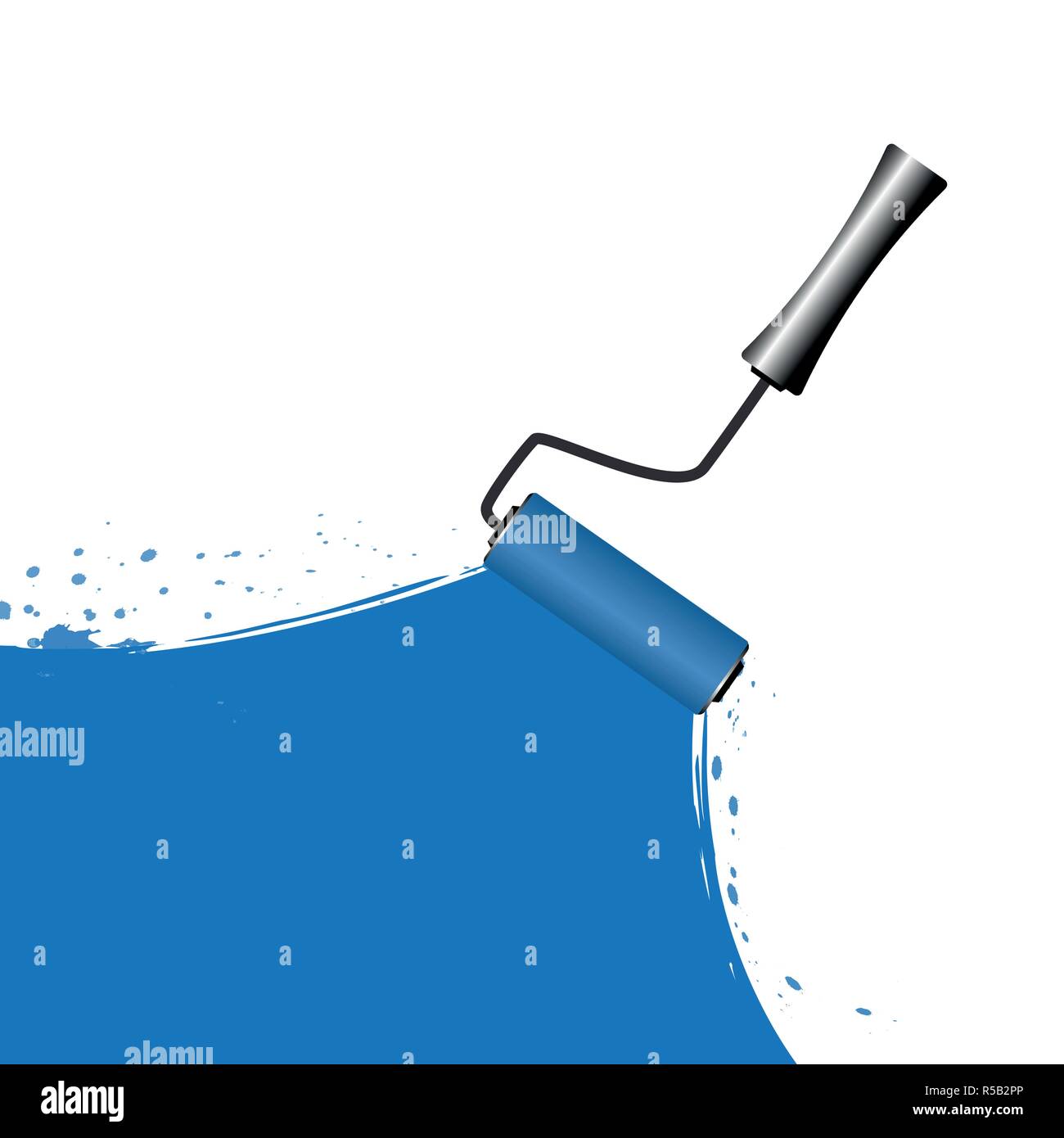 Blaue Lackierung mit Walze auf weißem Hintergrund Vektor-illustration EPS 10. Stock Vektor