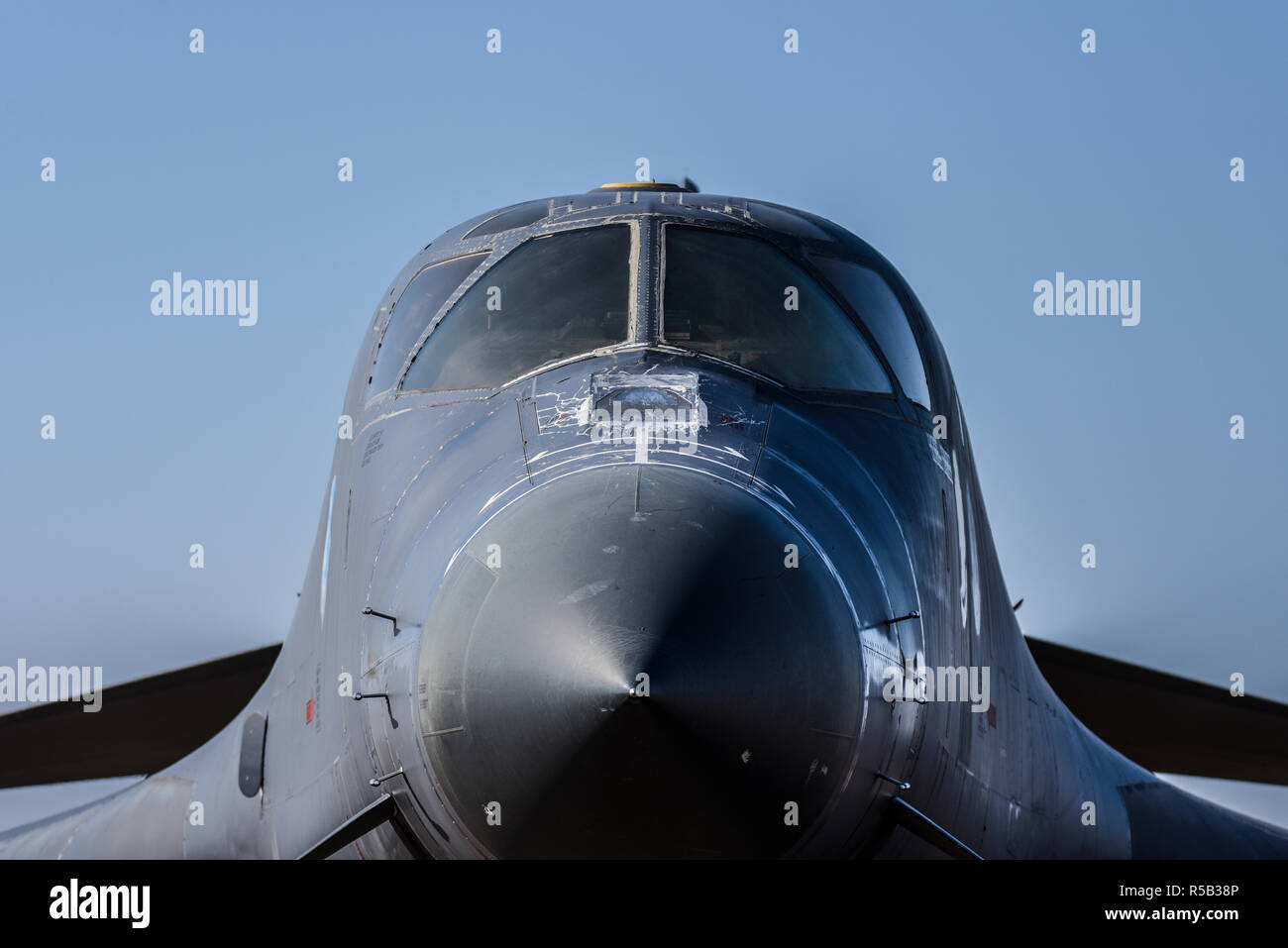 US Air Force Rockwell B-1 B Lancer nukleare Bomber Jet plane an der Royal International Air Tattoo, RIAT, RAF Fairford Airshow auf dem Display. Getragen. Stockfoto