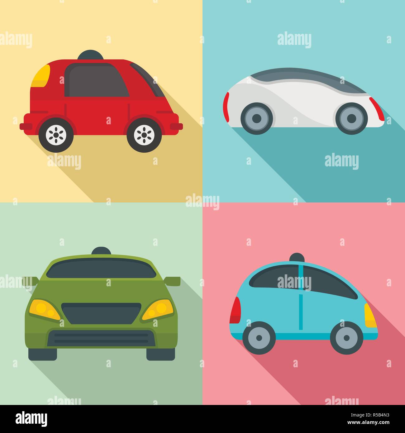 Fahrerlose Icon Set. Flachbild von fahrerlosen Vector Icons für Web Design Stock Vektor