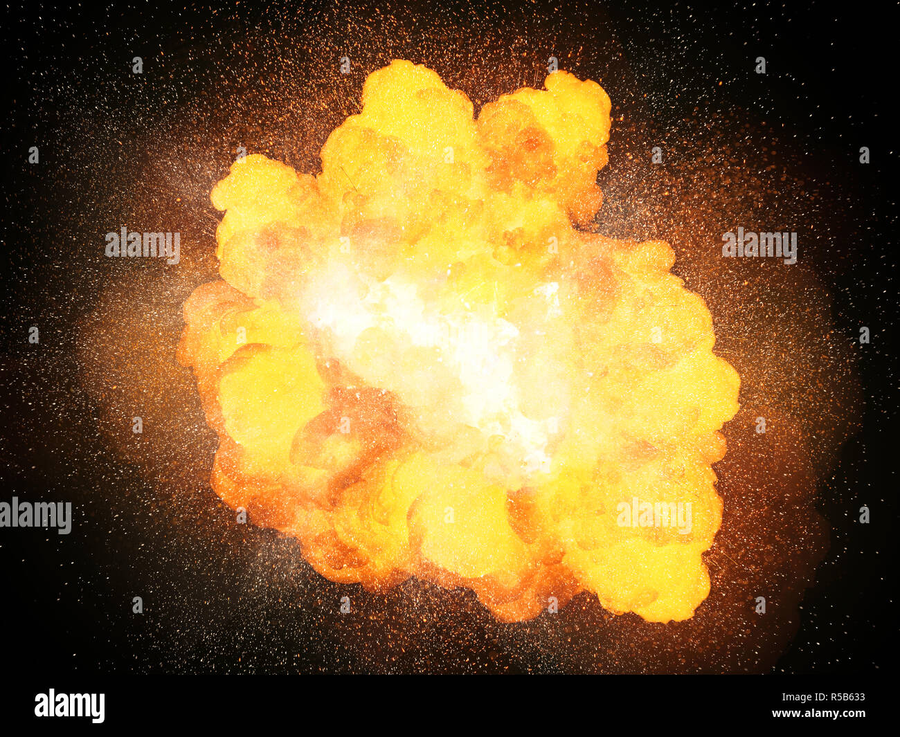 Fiery Hot und helle Explosion, orange Farbe mit auf schwarzem Hintergrund Funken isoliert Stockfoto Fiery Hot und helle Explosion, orange Farbe mit auf schwarzem Hintergrund Funken isoliert Stockfoto