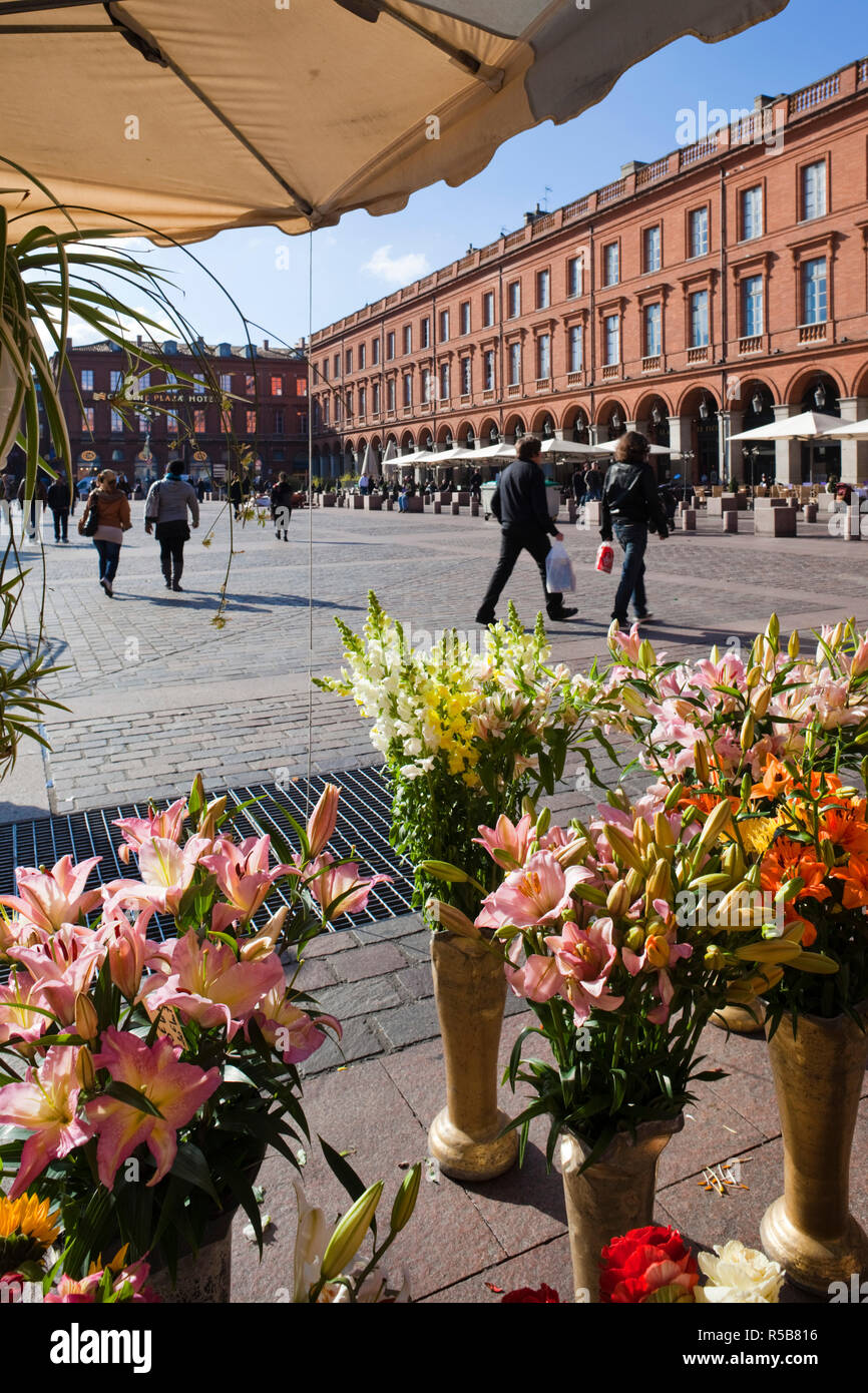 Frankreich, Region Midi-Pyrénées, Haute-Garonne, Toulouse, Place du Capitole, Blumenmarkt Stockfoto