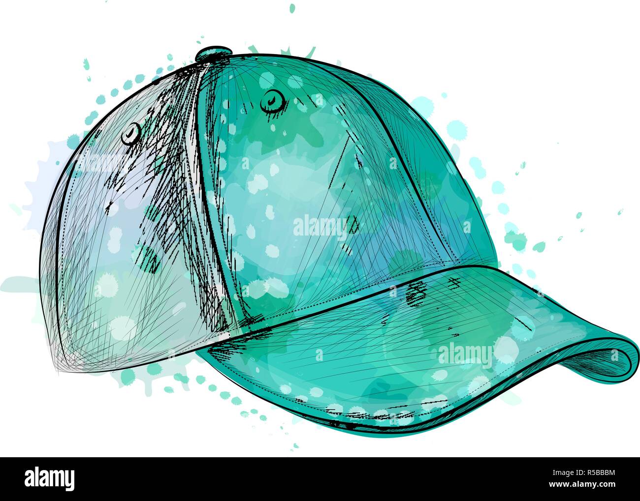 Abstrakte Baseball Cap aus einem Splash von Aquarell Stock Vektor