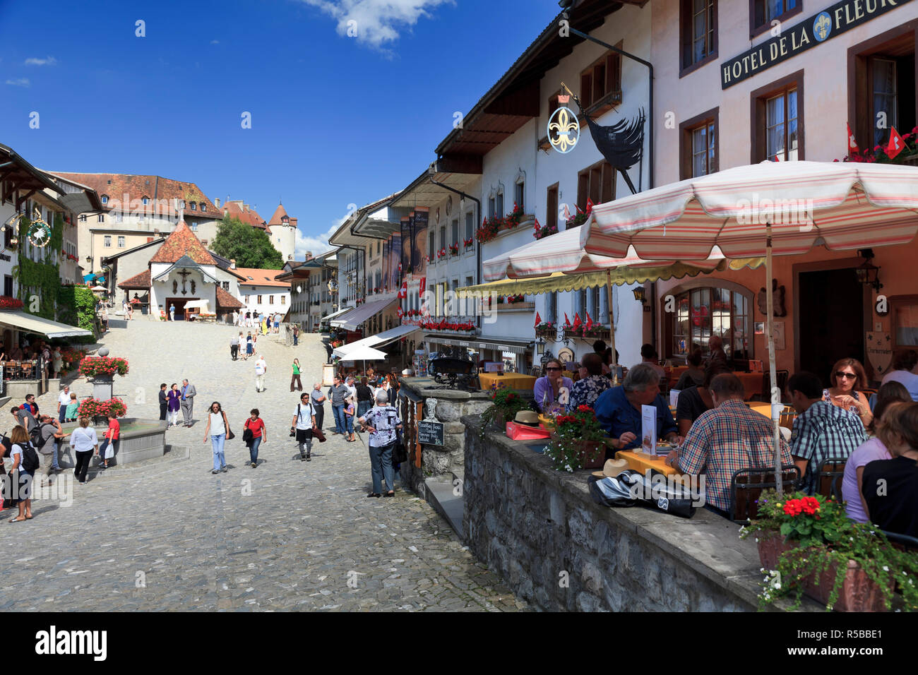 Schweiz, Kanton Freiburg, Altstadt von la Gruyeres Stockfoto