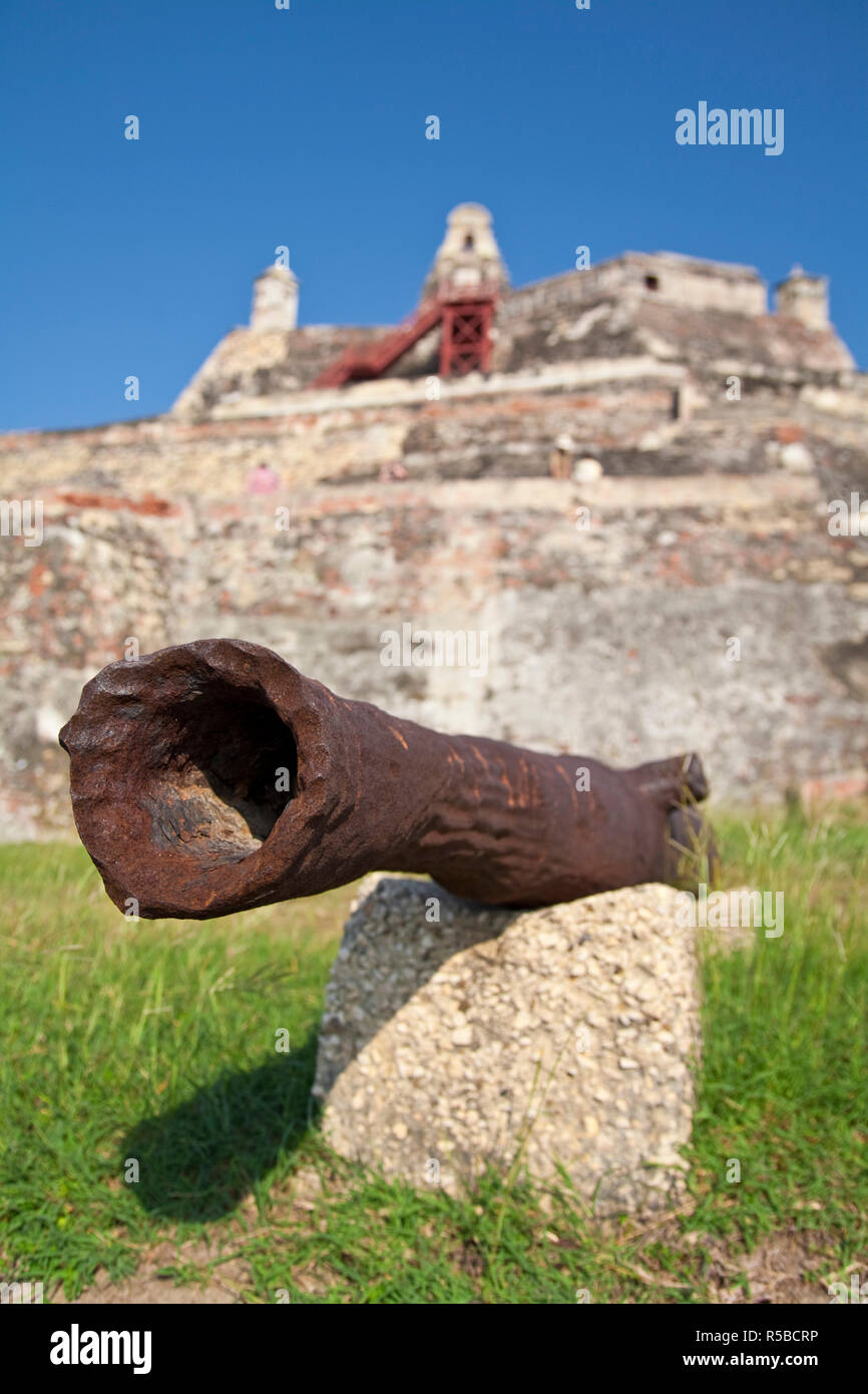 Kolumbien, Bolivar, Cartagena De Indias, die Burg San Felipe - Castillo de San Felipe de Barajas, Kanonen Stockfoto