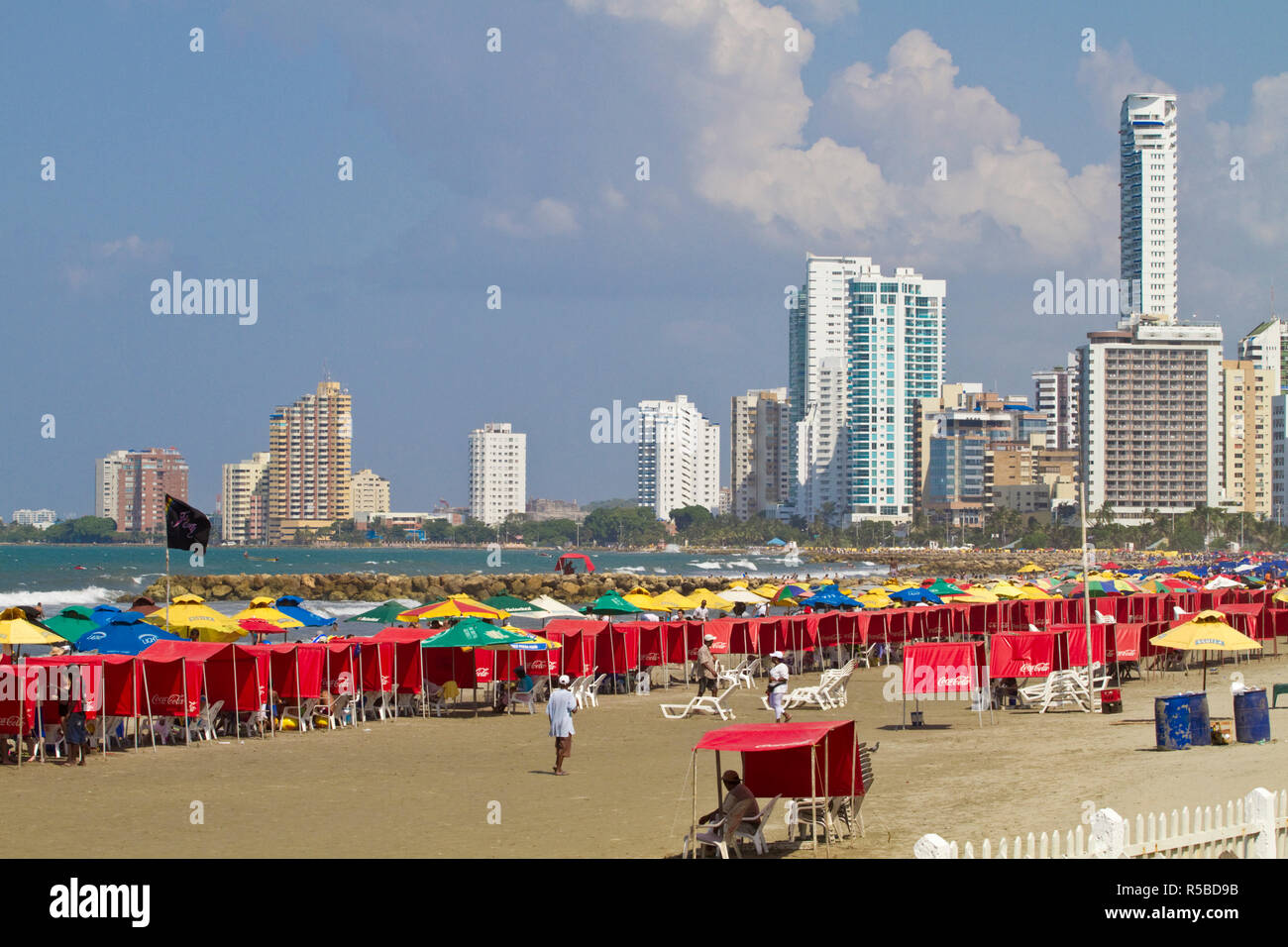 Kolumbien, Bolivar, Cartagena De Indias, Bocagrande Strand Stockfoto