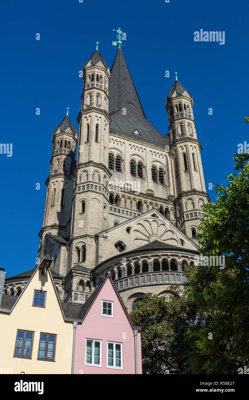 Köln, Deutschland. Groß St. Martin Kirche. Stockfoto