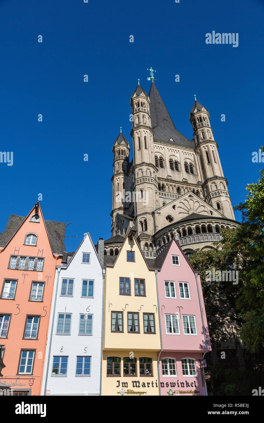 Köln, Deutschland. Groß St. Martin Kirche. Stockfoto