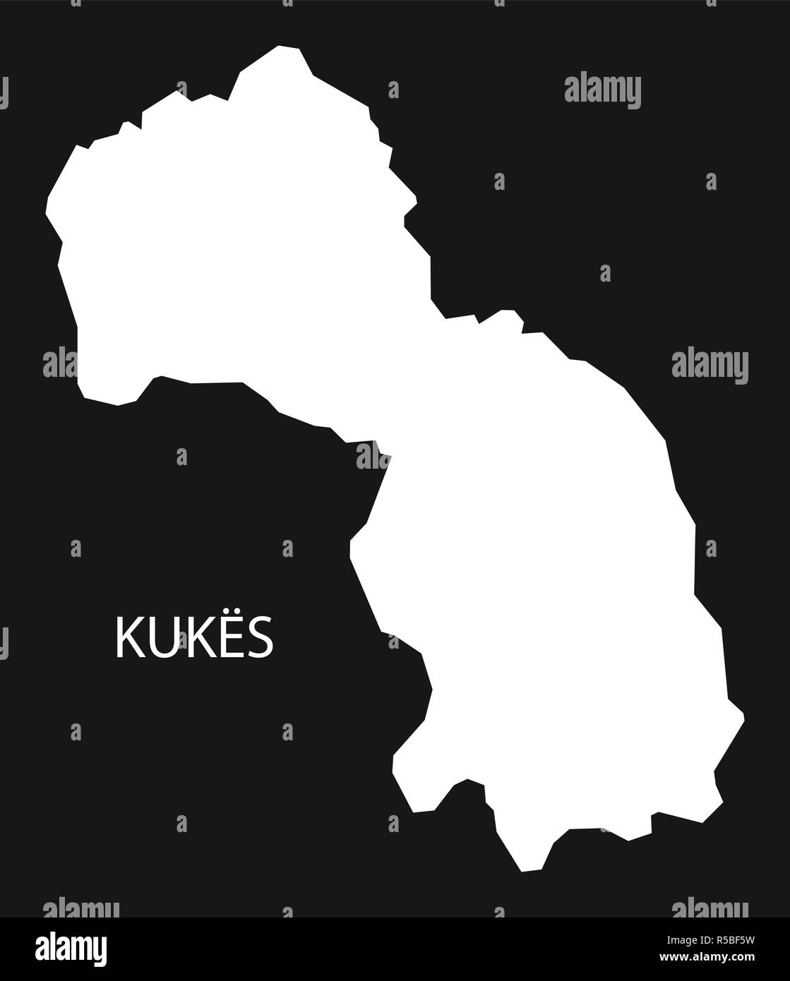 Kukes Albanien Karte schwarz invertiert Silhouette Abbildung Stockfoto