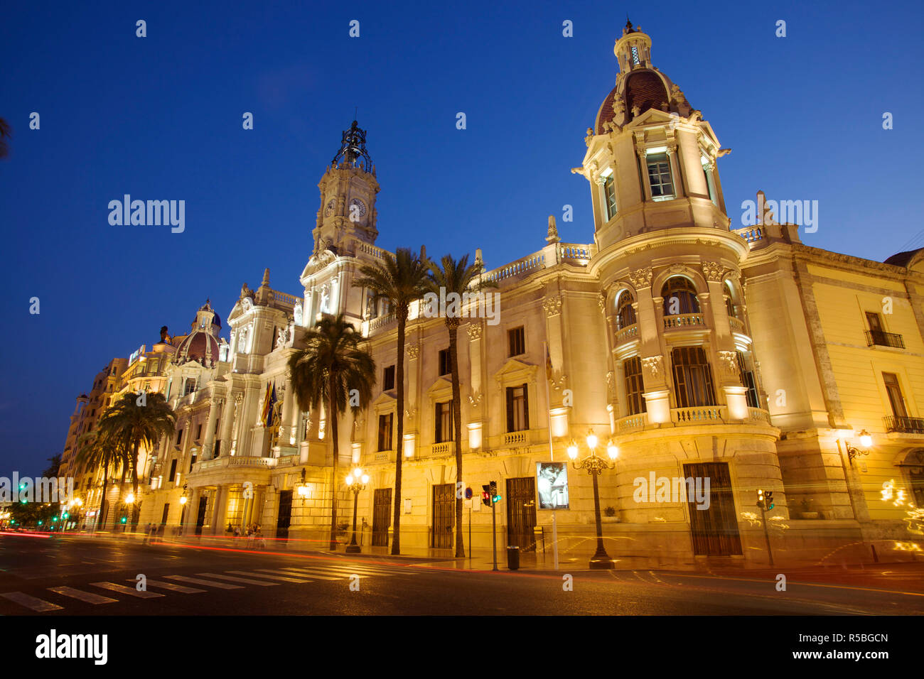 Rathaus, Plaza del Ayuntamiento, Valencia, Spanien Stockfoto