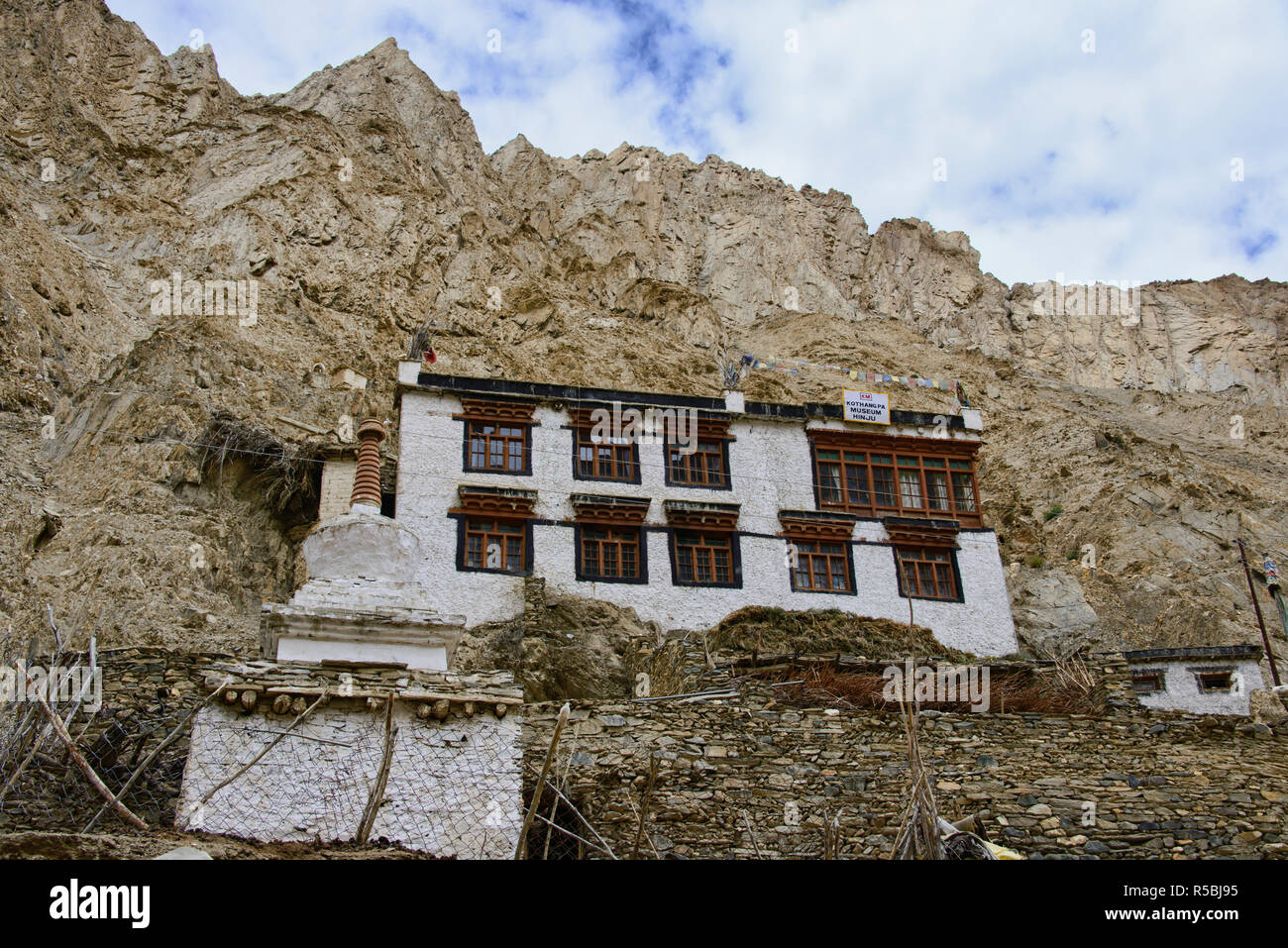 Alte Ladakhi Häuser im Dorf von Hinju, Ladakh, Indien Stockfoto